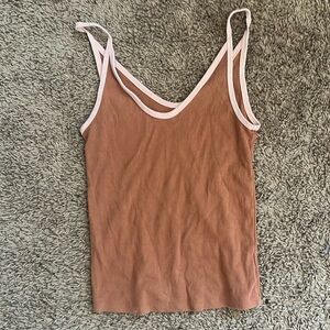brown with pink tank top